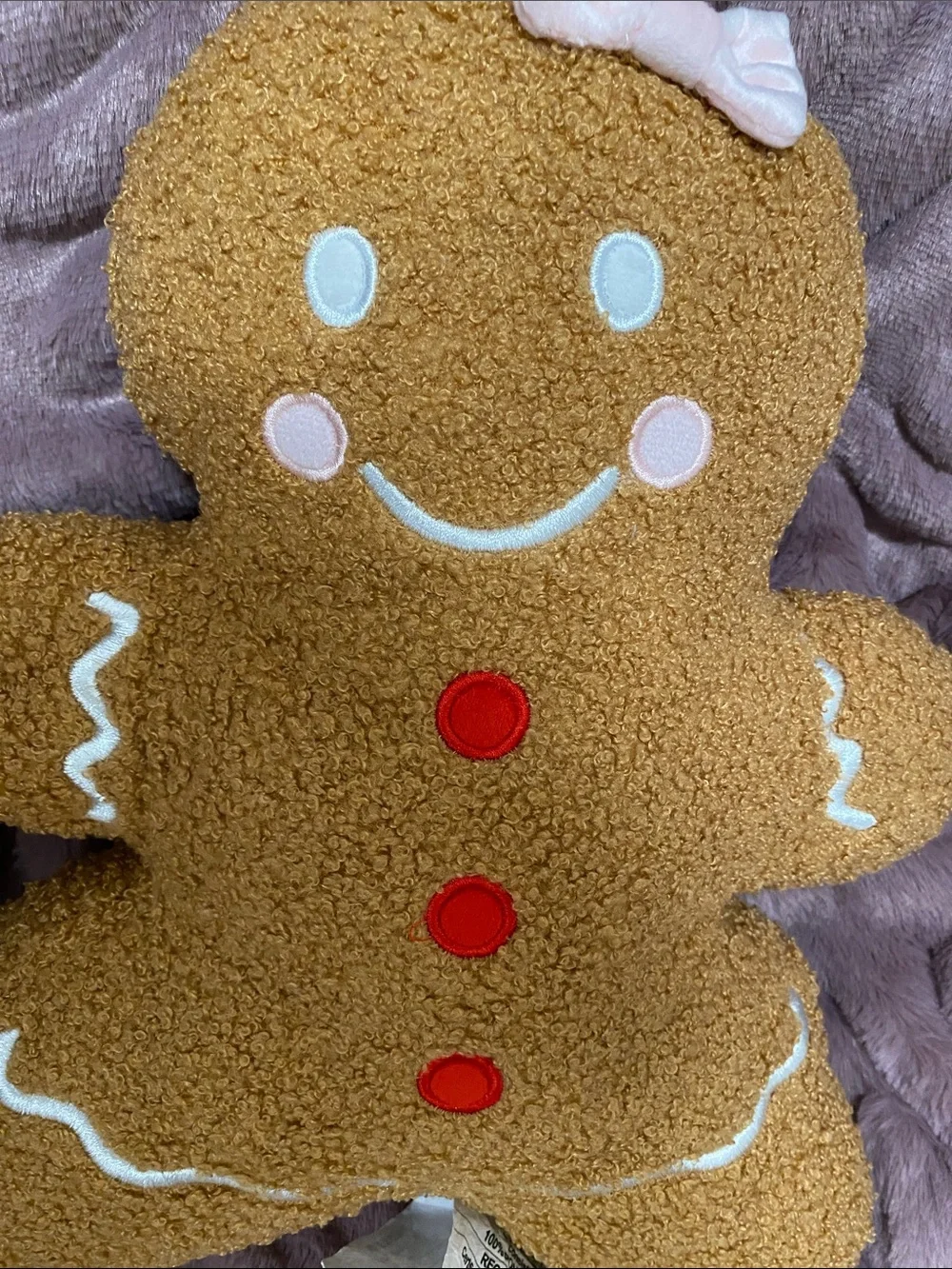 Plush Gingerbread Girl Holiday Pillow - Tan